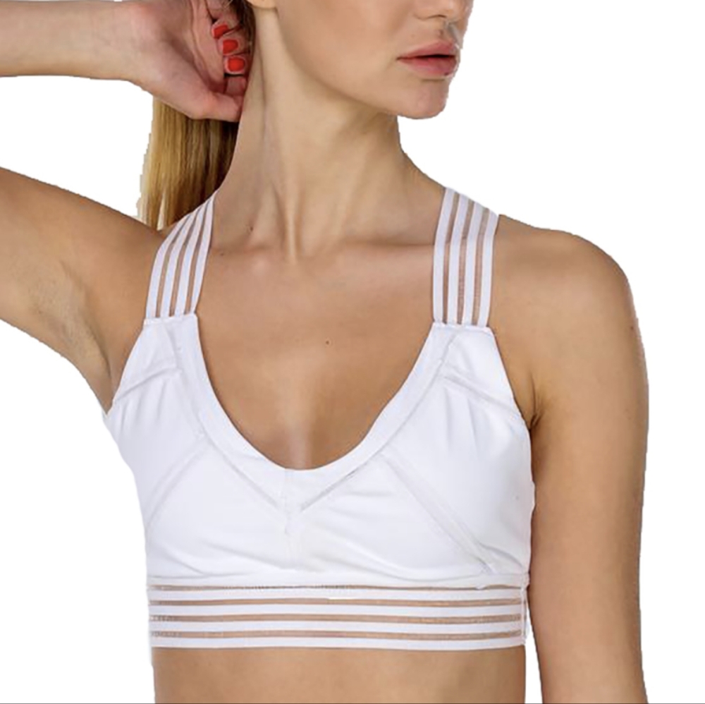 LA Society Blurred Lines White Sports Bra Size M